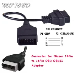 Hoge Kwaliteit voor Nissan 14 Pin naar OBD2 16 Pin Kabel Auto Diagnostische Connector voor Nissan 14 Pin naar 16 Pin OBD OBDII Adapter