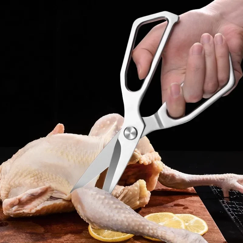 PLYS Stainless Steel Kitchen Scissors Professional Chicken Bone Meat Scissors Vegetable Scissors Multifunctional Food Scissors