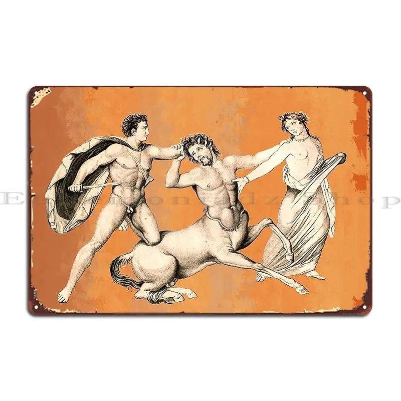 Theseus Hippodamia And The Centaur Metal Sign Party Kitchen Designing Wall Cave Print Tin Sign Poster