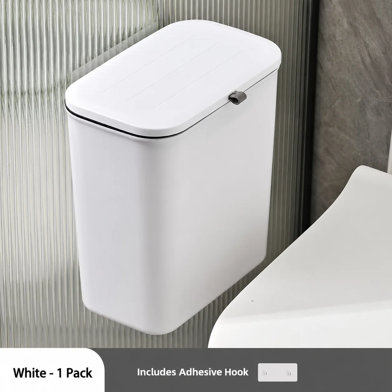 Wall Mounted Trash Can with Lid Hanging Plastic Waste Bin for Bathroom Kitchen Cabinet Door Household Garbage Container