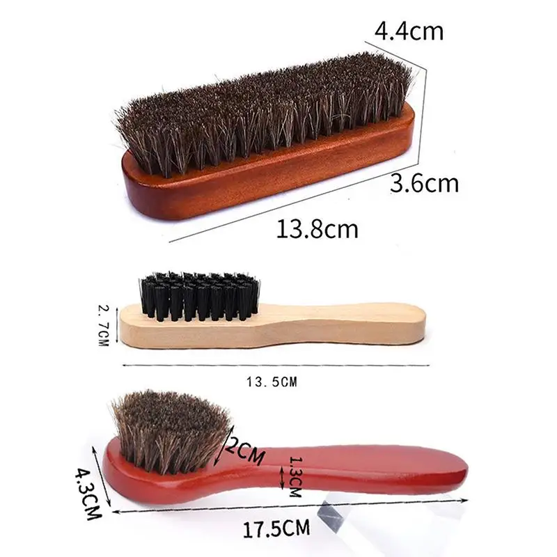 2/3-teiliges Set aus Pferdehaar-Schuhbürsten für Glanz und Politur, Reinigungsbürsten für Leder, Stiefel und Wildleder – Detail 12