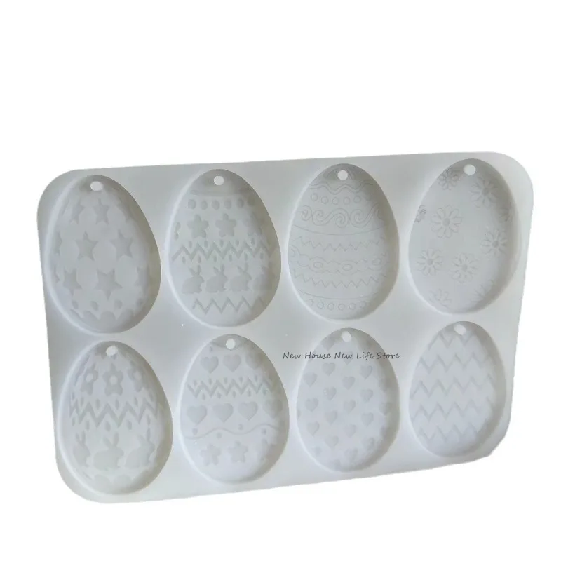 DIY Easter Egg Pendant Resin Mold Holiday Decoration Eggs Cement Gypsum Silicone Molds Egg Keychain Resin Mold Home Ornaments