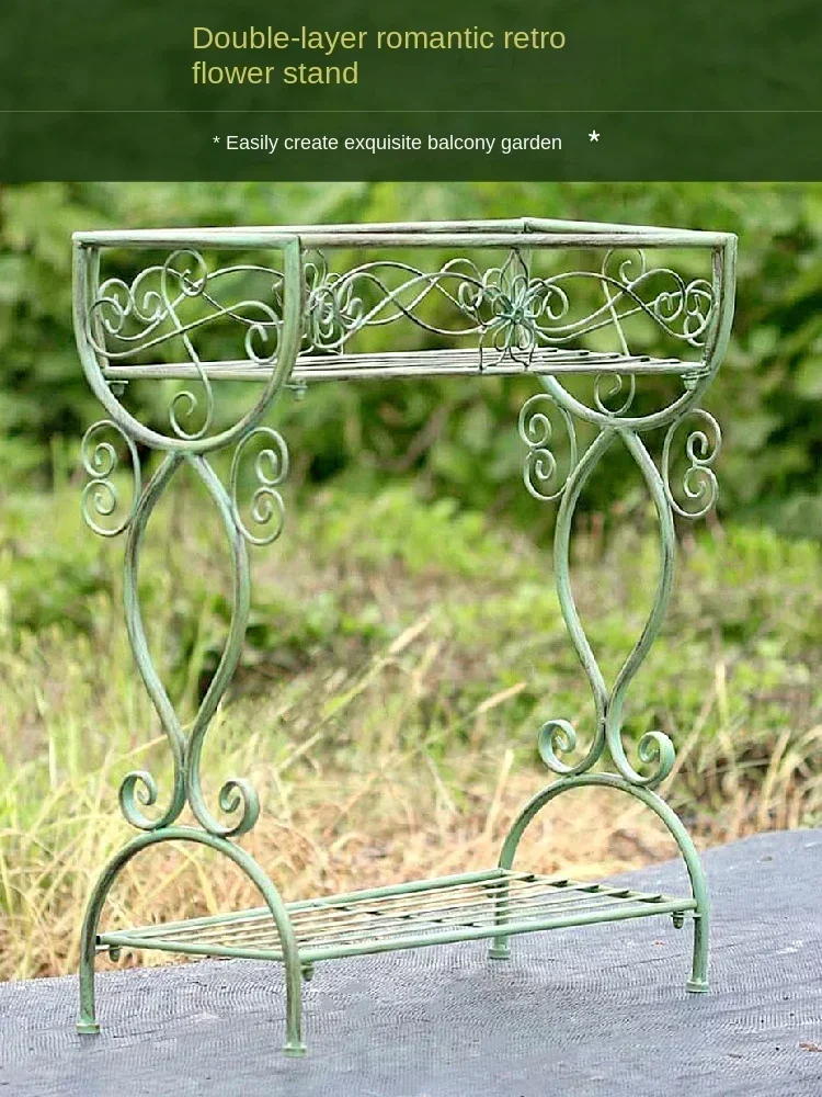 Flower Stand Outdoor Iron Floor Outdoor Courtyard Garden Balcony Terrace Decoration Multi-Layer Succulent Storage Rack Delicate