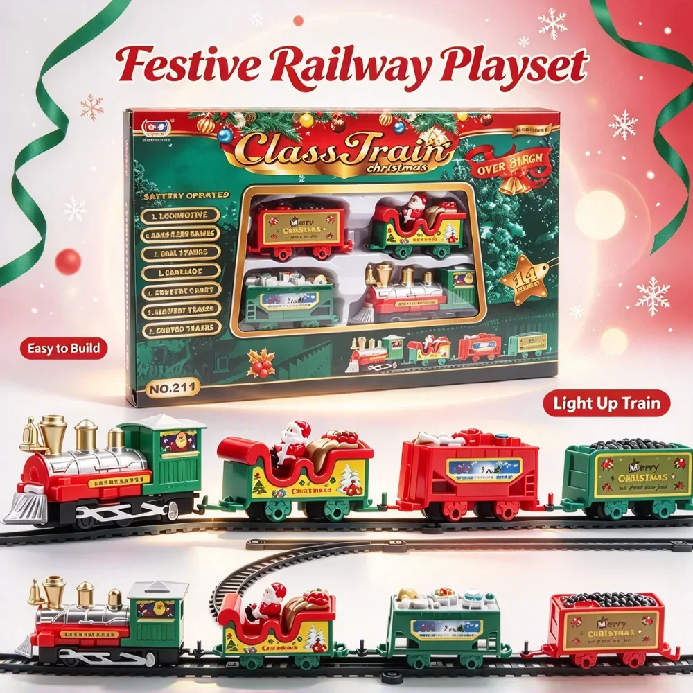 Gift-Box Christmas Train Set Assemble Railway Tracks Toys Decor Christmas Tree Train Gift Toy For Birthday Party  Christmas Gift