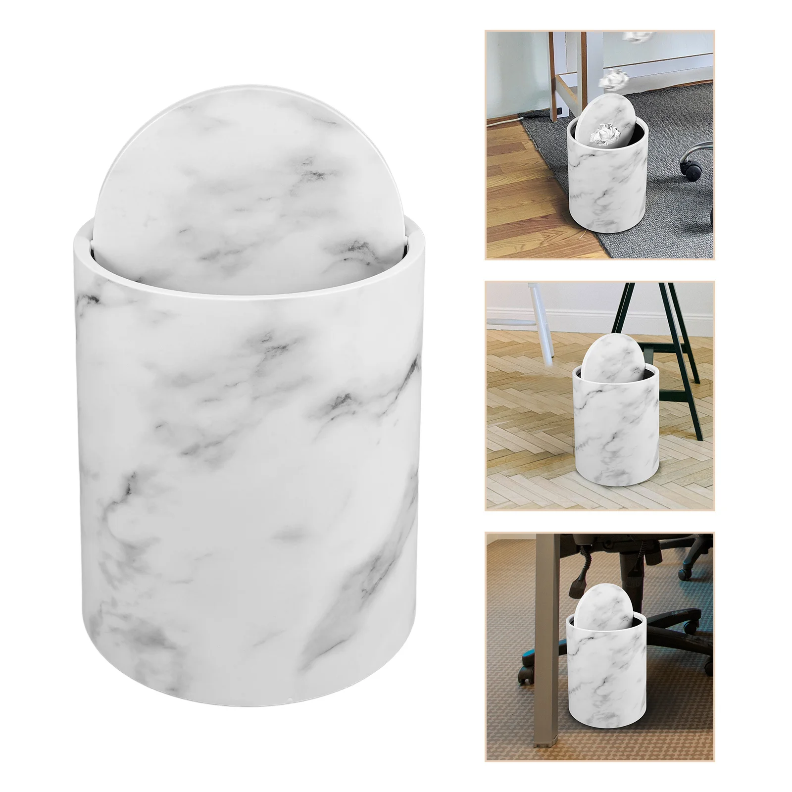 

Plastic Kitchen Trash Can with Swing Lid Waste Bin for Bathroom Home Office Thickened Garbage Bucket Compact Dustbin Easy Clean