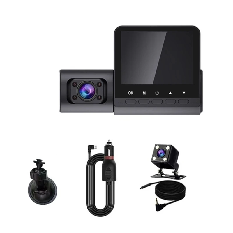 Mini 3 Channel Car DVR Three-Lens Inside Vehicle Camera Recorder Video HD1080P Dashcam Loop Recording Car Charge