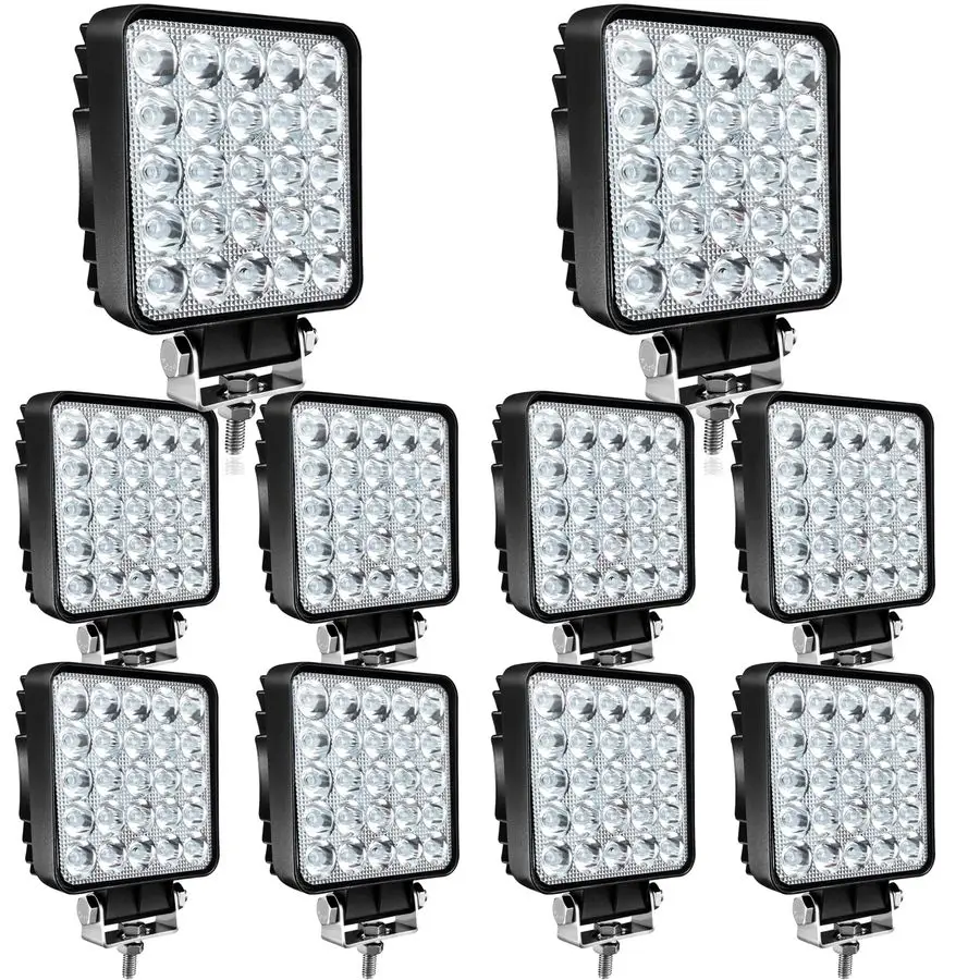 

Рабочие фары для грузовиков и тракторов, 4-дюймовые квадратные светодиодные фонари 75W 7000lm, водонепроницаемые светодиодные внедорожные световые балки для автомобилей, лодок, квадроциклов, UTV