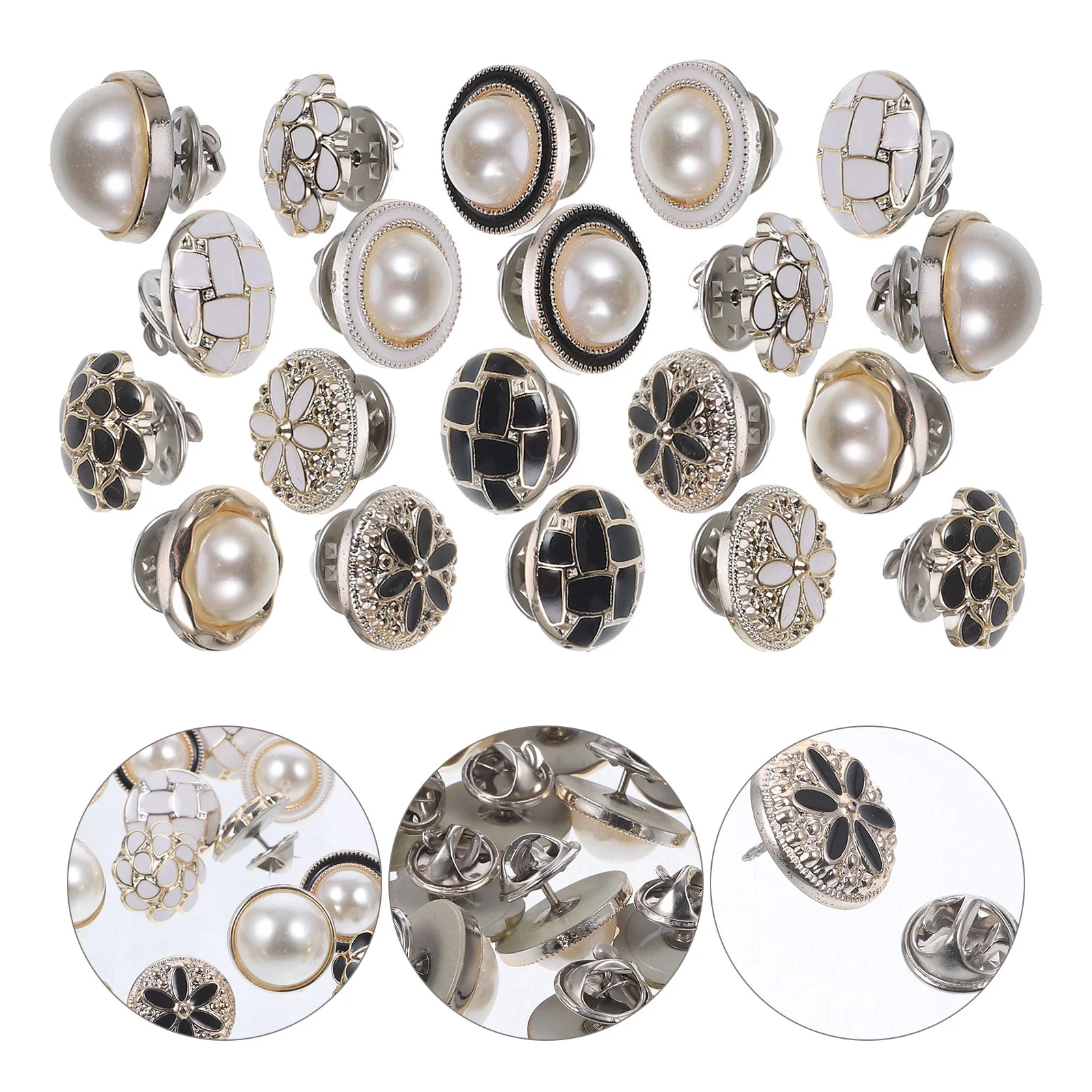 

20 Pcs Anti Pinch Buckle Buttons Sew Free Dress Coat Fasteners Fashionable Clothing Decorative Button Set for Banquets