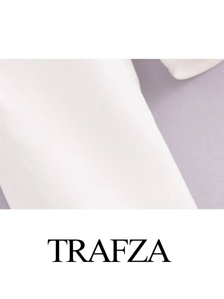 Trafza Frauen Sommer Mode solide lange Ärmel V-Ausschnitt String Shirts weibliche elegante lässige Pullover Bluse High Street Tops Mujer