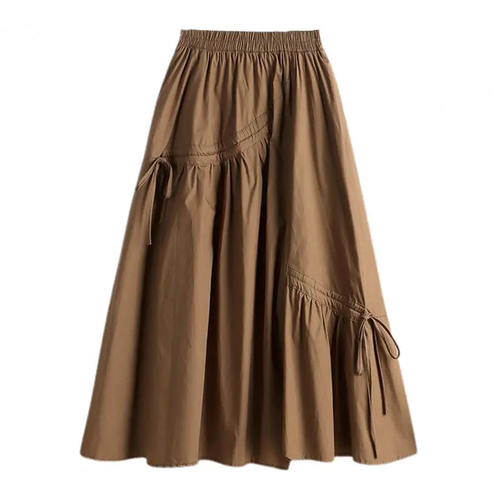 

High-waist Skirt Elegant Pleated A-line Skirt High-waisted Elastic Waistband Breathable Polyester Fiber Summer Style Elastic