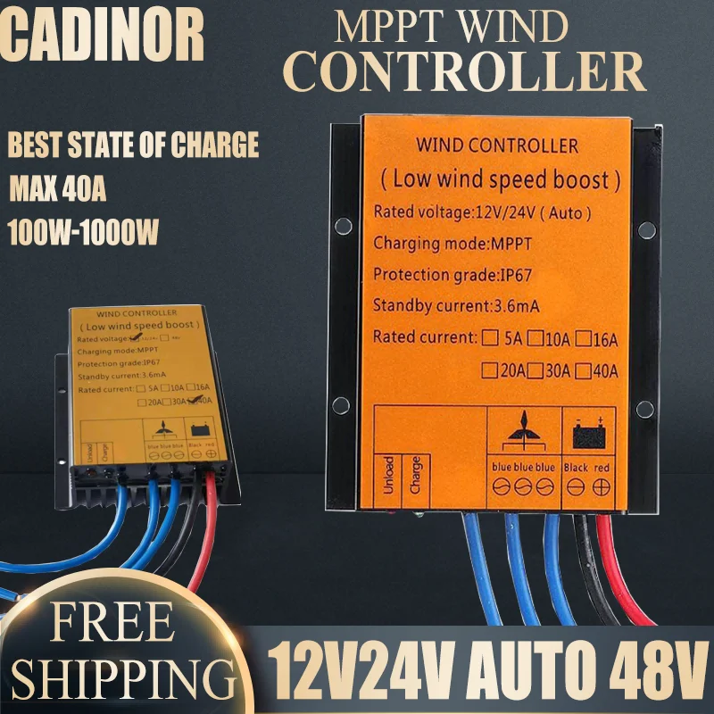 12V 24V 48V 1000w Wind Charge Controller MPPT 40A 30A 20A Regulator for Wind Generator PV Match Lithium Battery