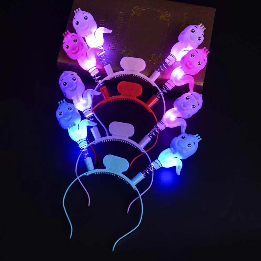 LED Glow 2025 Happy New Year Headband Snake Shape Photographic Headwear LED Glow Hair Bands Plastic Colorful New Year Headdress