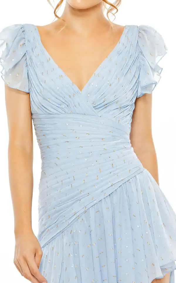 Vestidos largos clásicos personalizados de gasa plisados con lentejuelas, corte en A, cuello en V, vestidos para ocasiones a medida, exquisitos, de alta calidad a juego