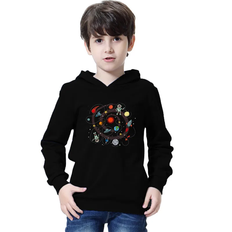 

Traveling Around The Universe Boys Hoodie Outdoor Clothes Fashion Astronaut All-Match Hoodies Casual Harajuku Tops
