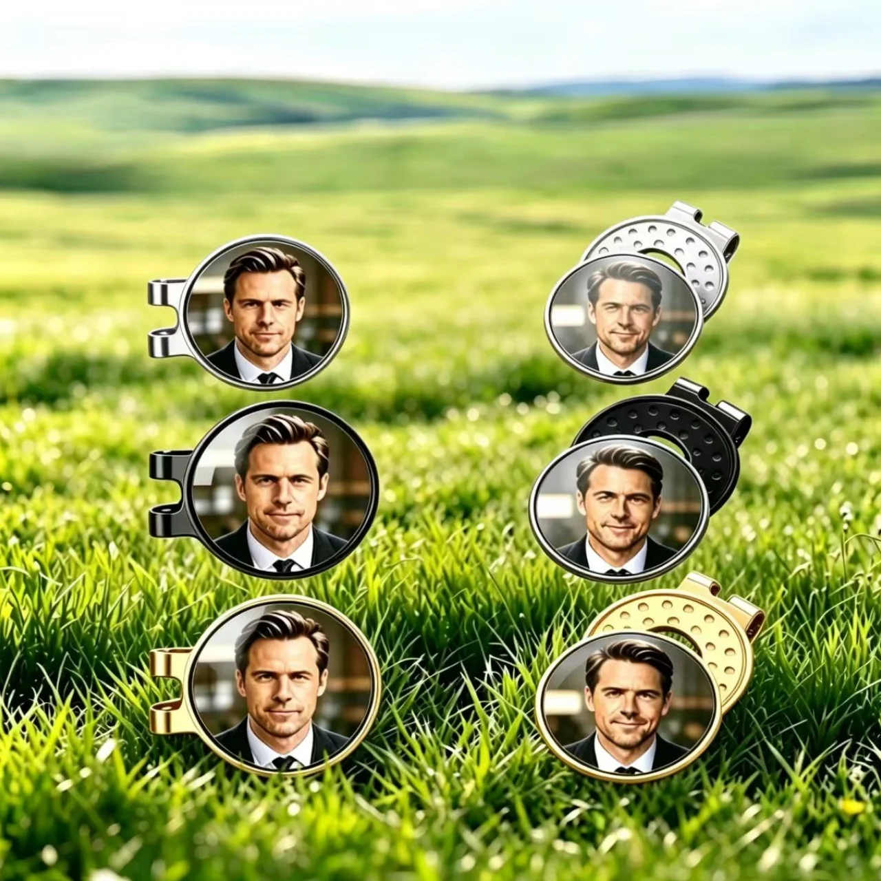 Personalized Custom Image Golf Hat Clip Marker, Custom Photo Metal Golf Cap Clip, Portable Golf Accessory