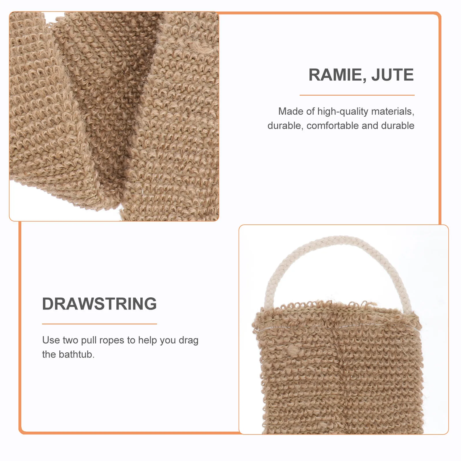 

2Pcs Dual Use Exfoliating Back Scrubber and Bathing Glove Ramie Jute Fiber Skin Renewal Tool for Healthy Glowing Body