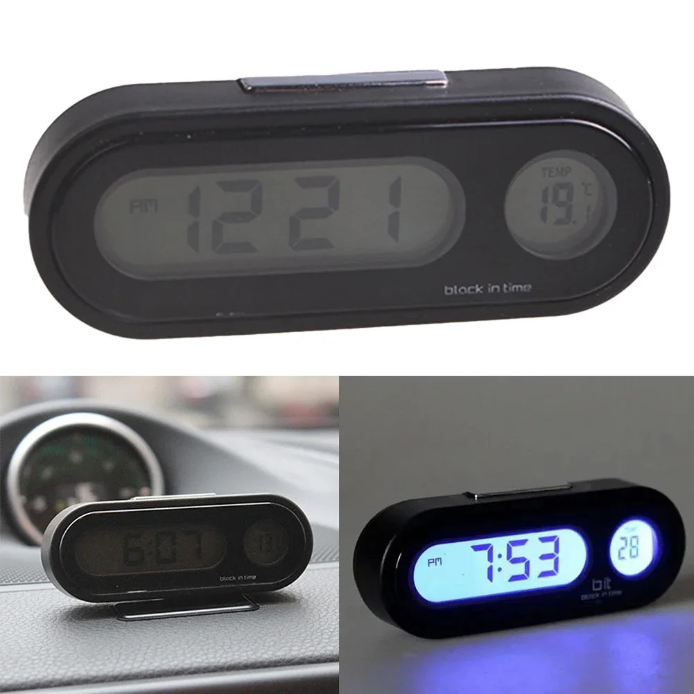 Car Electronic Watch Car Car Clock Luminous Electronic Clock LCD Digital Sticky Thermometer ABS+electronic Components Car Clock