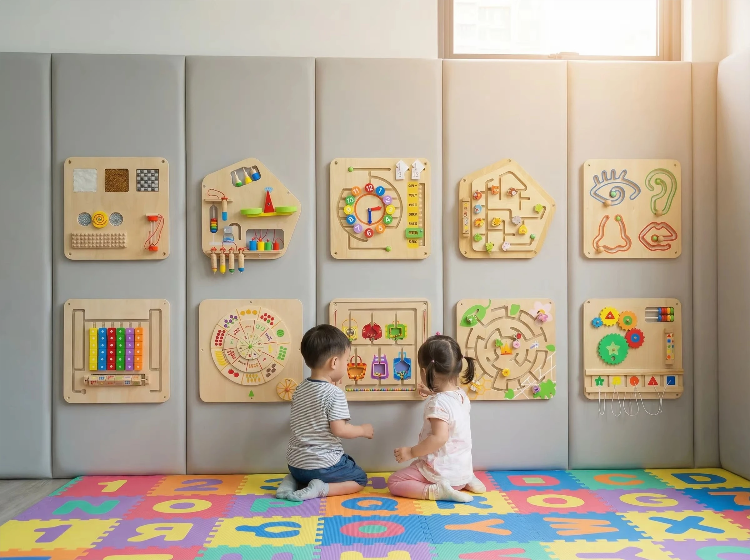 Wooden Interactive Music Board-Educational Wall Toy for Ages 2-13 Safe Non-Toxic Space-Saving Preschool Music Performance