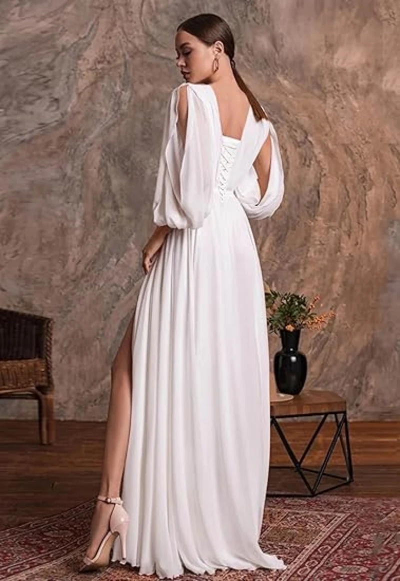 Vestidos de dama de honor con cuello en V y mangas Apliques de encaje Corsé plisado de gasa Vestido formal de novia para madre para mujer