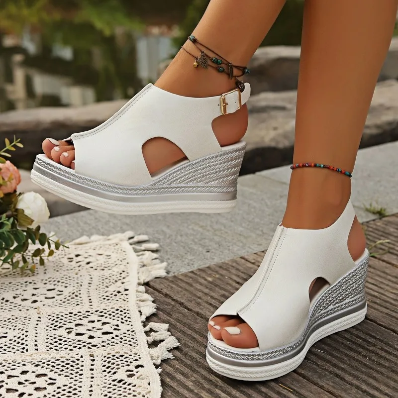 New Woman Platform Wedge Sandals Female Fashion Elegant Ladies Slippers Summer Female Peep Toe High Heels Slides Sandalias Mujer