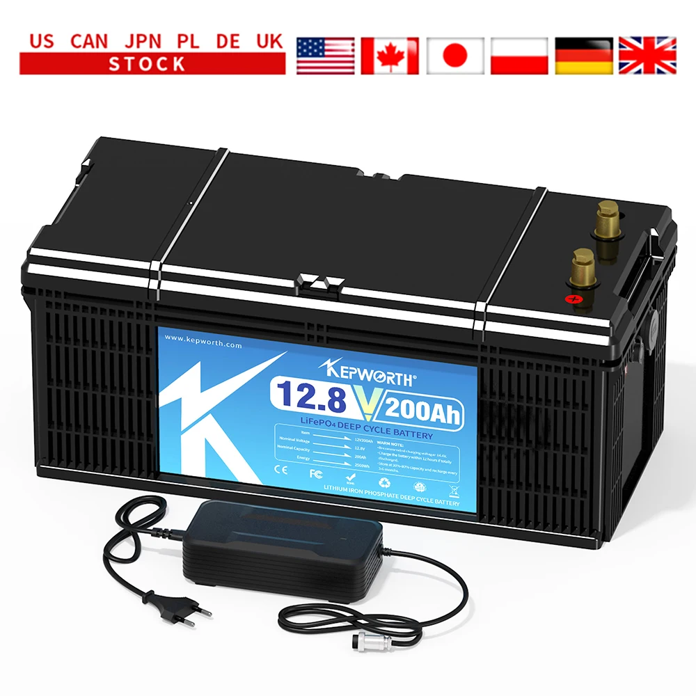 12V 200Ah Deep Cycle LiFePO4 Battery Built-in BMS more 6000 Cycles Perfect for RV Solar Marine Overland Off-Grid Application