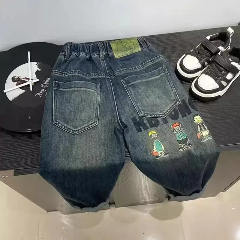 

Children's Clothing Boys Pants New Boys Casual Trousers Spring and Autumn Middle Children Loose Boys Straight Denim Daddy Pants
