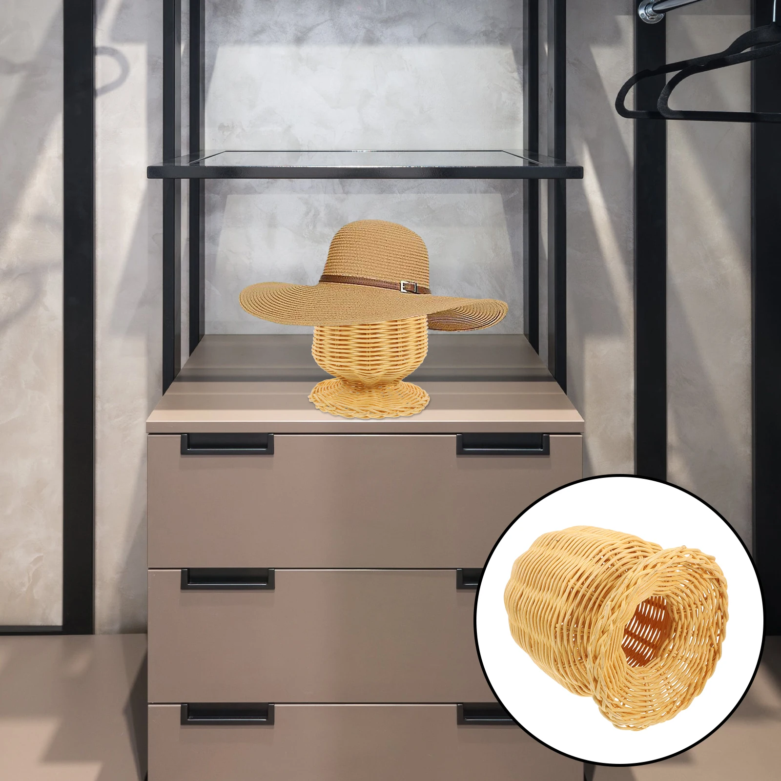 

Rattan Hat Stand Cap Racks Baseball Hat Storage ganizer Standing Rack Mannequin Head Bracket Brown Truck Accessories Cowboy