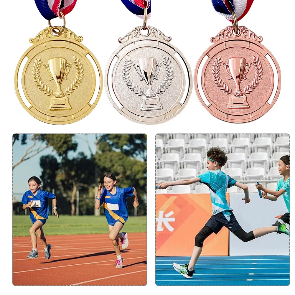 3Pcs Gold Silver Bronze Medal Set Sports Rewards Zinc Alloy Class Rewards Competition Awards for Sports School Competition