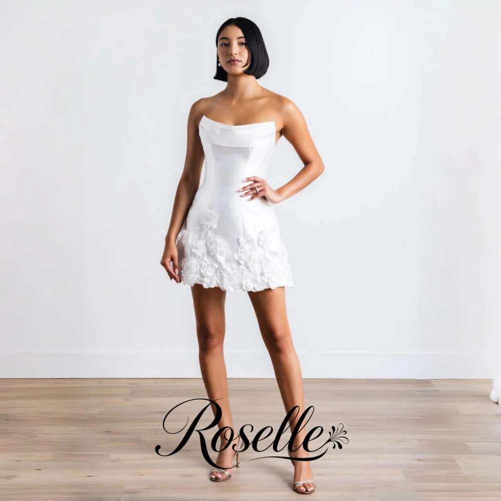 Wedding Qw - ROSELLE Mini Suknia Ślubna Bez Ramiączek,