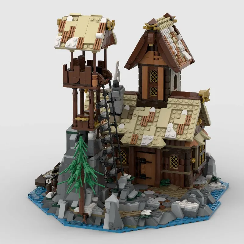 1837PCS MOC 중세 거리 풍경 주택 블록 세트 레트로 마을 모델 데스크탑 장식 DIY 장난감 어린이 및 성인용 선물