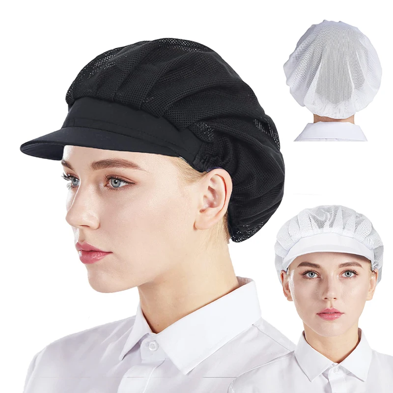 2pcs or 5pcs Kitchen Cooking Hat Food Service Mesh Cap Catering Elastic Working Hats Women Men Hair Cover Caps Workshop Hat
