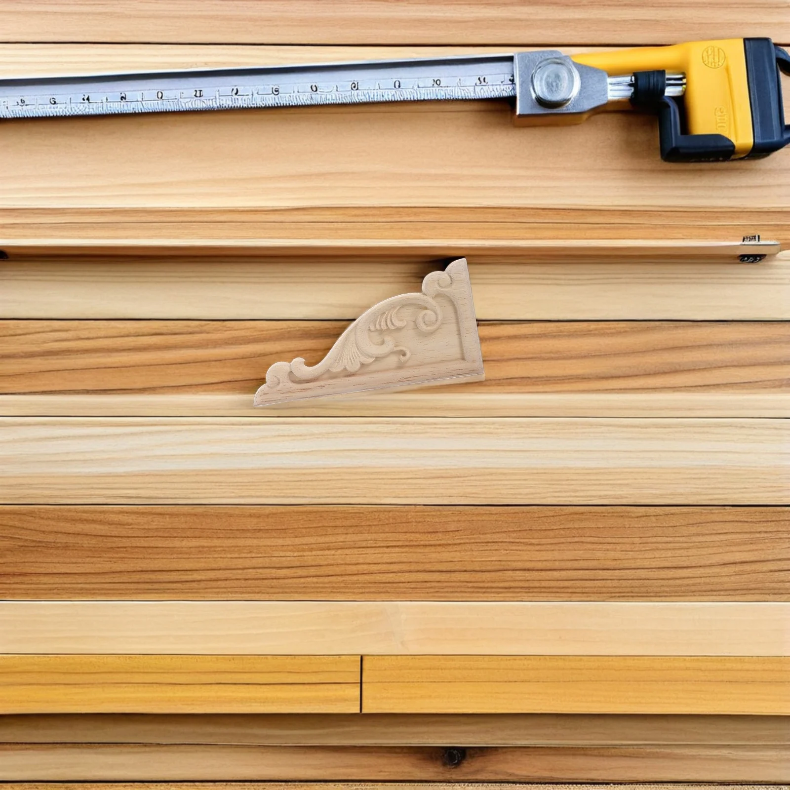 

4pcs Solid Wood Carving Decorative Corner Appliques Natural Grain Easy Installation Home Decor Furniture Onlay Wood