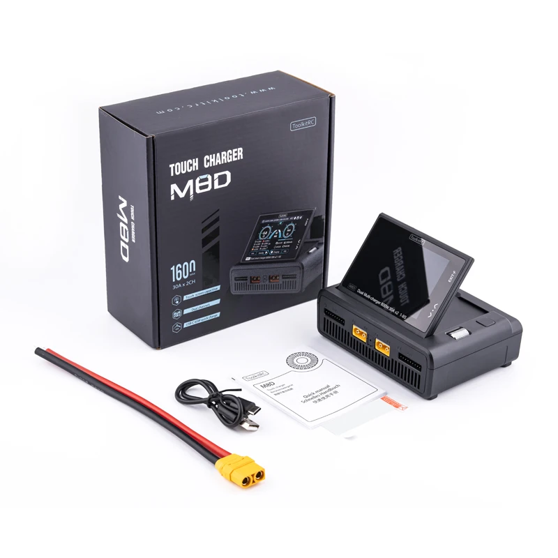 Toolkitrc M8d 1600W 50a Dc Balans Touchscreen Oplader 65W Snel Opladen Dual Kanalen Voor 1-8S Lipo Batterij Voor Rc Fpv Drone Auto