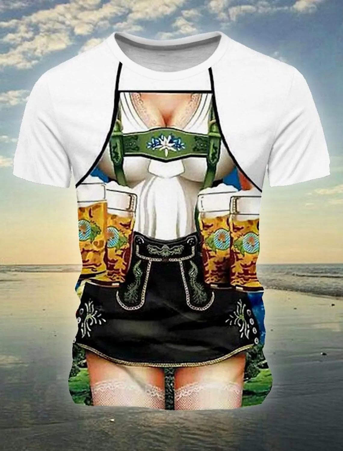 Plaid Germany Men's 3D Print T shirt Tee Carnival Party Oktoberfest T shirt Light  Short Sleeve Crew Neck Shirt Summer Clothing