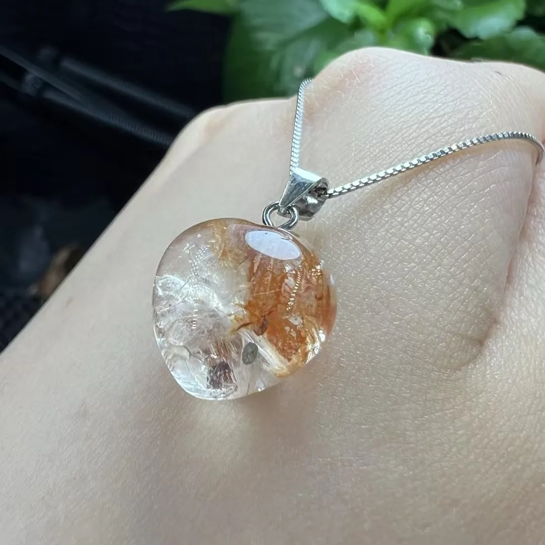 

1 шт. Fengbaowu натуральный камень пирит гематоид кварц сердце кулон стерлингового серебра 925 пробы кристалл ювелирные изделия подарок для женщин