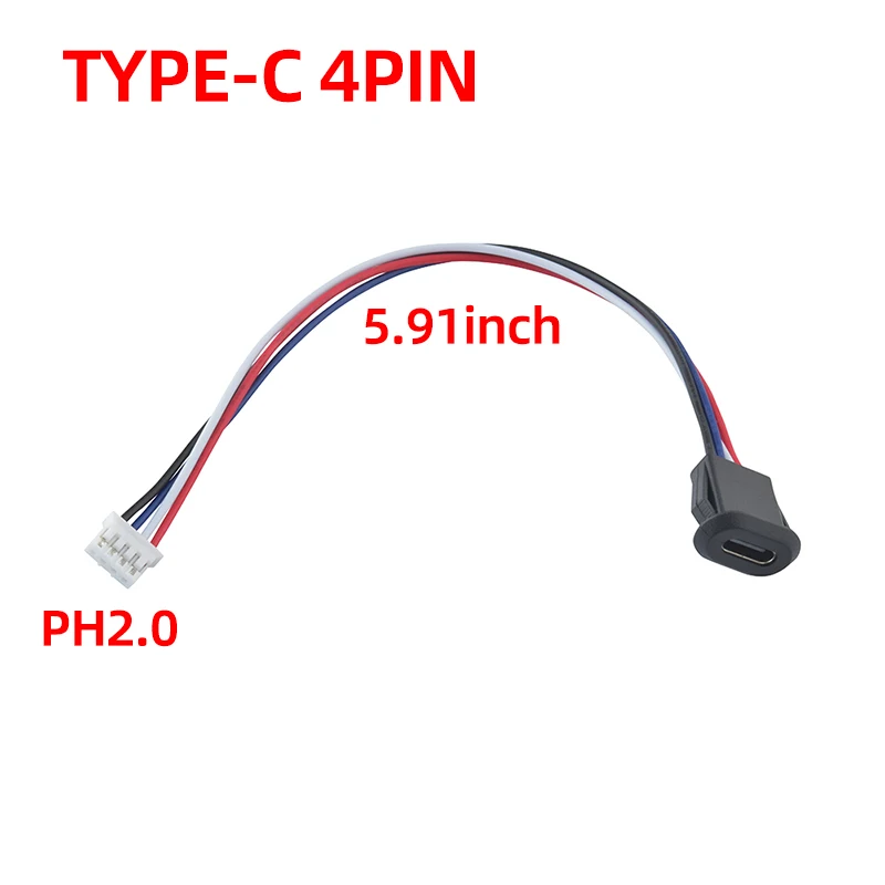 5PCS USB Type-C Waterproof USB Connector Direct compression female base Female Socket Charging Interface With Welding Wire