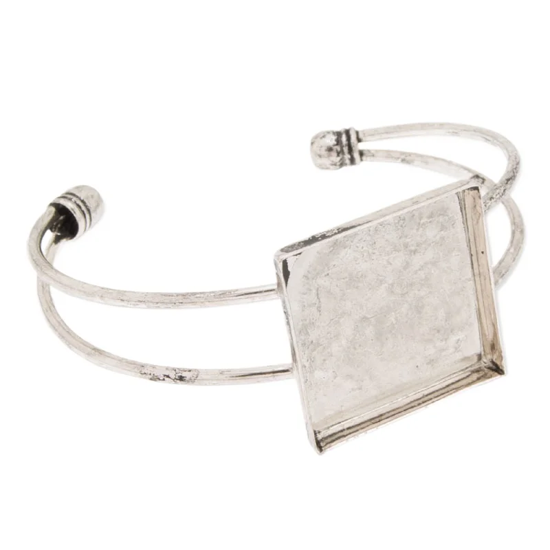 

25*25mm Square Bracelet Setting,Cuff,Adjustable,Antique Silver Plated,bracelet Blanks,jewelry Bezel,Sold 10PCS/ Lot