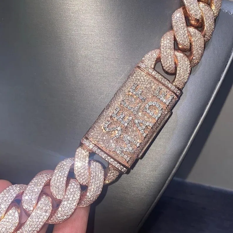 20 Mm Vvs Moissanite Diamond Thick Cuban Link Chain 925 Sterling Silver 24 Inches Necklace Men-iced Hip Hop Weddings Parties