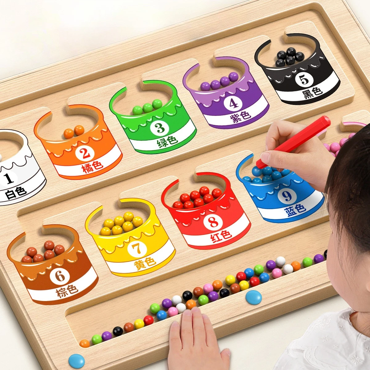 ألعاب مونتيسوري، متاهة الأرقام المغناطيسية، ألعاب خشبية للأعمار من 3 إلى 6 سنوات، ألعاب المهارات الحركية الدقيقة للأطفال الصغار للأولاد والبنات