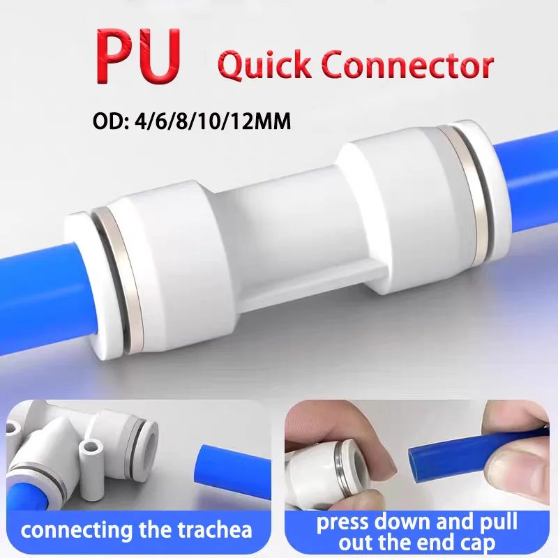 

1pcs PU Pneumatic Fitting Better Quality High Strength Plastics Pipe Connectors White Fittings 4mm-12mm Adapter BSP Thread Tube