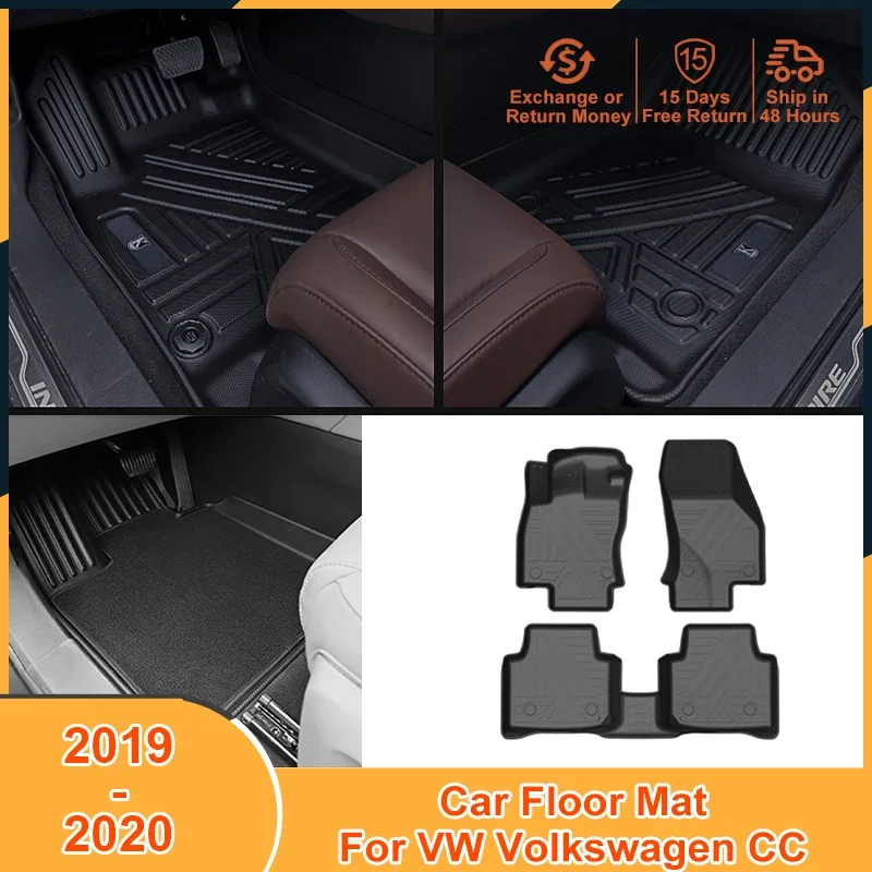 

2019-2020 Floor Mats for VW Volkswagen CC 2019 2020 Accessories TPE Auto Scratch Non-Slip Waterproof Foot Pads Covers