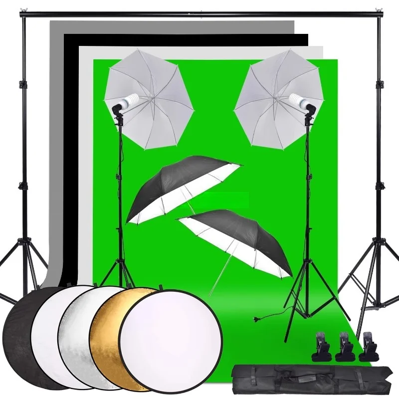 Full set of photography kit, photo studio soft box light 5070 frame, background tripod bracket, reflector with tote bag.