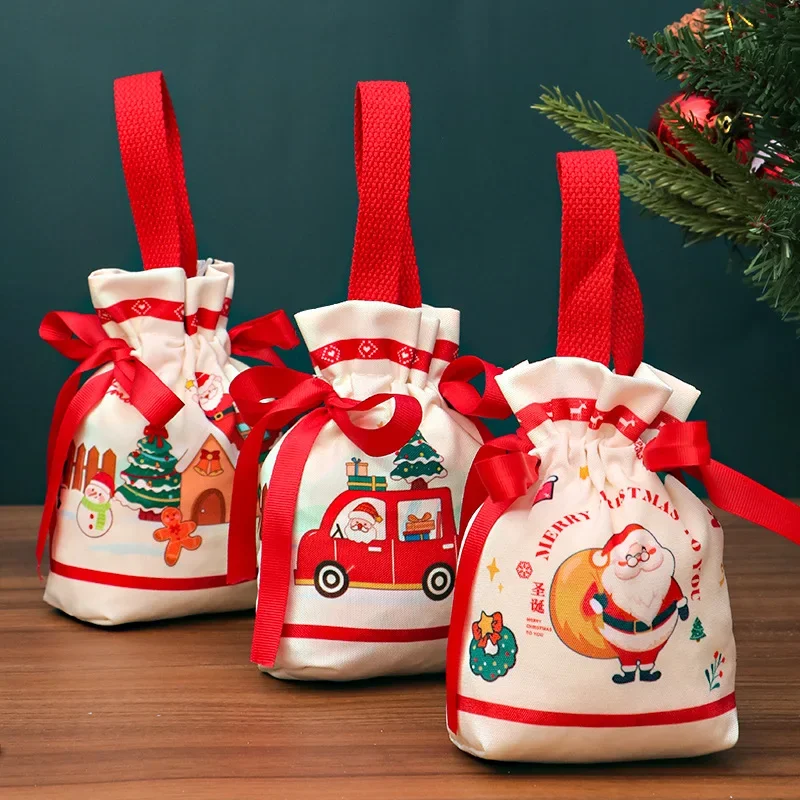 Christmas Knitted Canvas Candy Gift Packaging Bag Christmas Eve Apple Bag Christmas Gift Bag Santa Claus Creative Gift