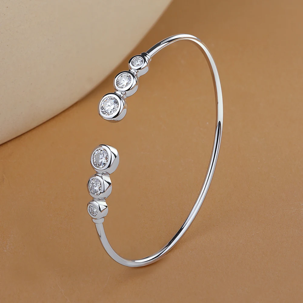 

1,8 карата шестиканальный браслет-манжета с муассанитом для женщин, круглая огранка, лабораторный браслет с бриллиантами, стерлинговое серебро 925, ювелирные изделия, подарок