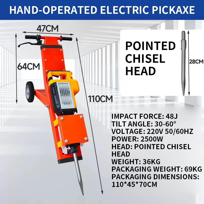 

Hand-operated electric hammer, tile demolition and breaker, high-power electric concrete and plastic floor scraper(Customized)