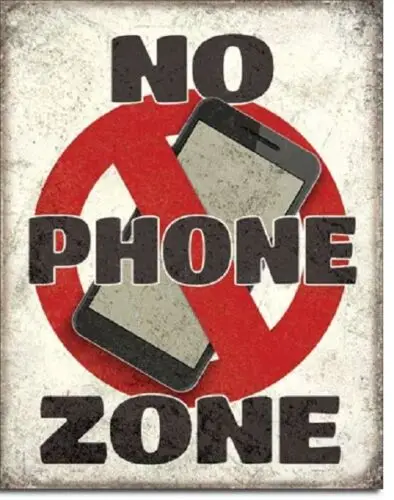 No Phone Zone Rustic Funny Humor Retro Garage Bar Wall Decor Metal Tin Sign