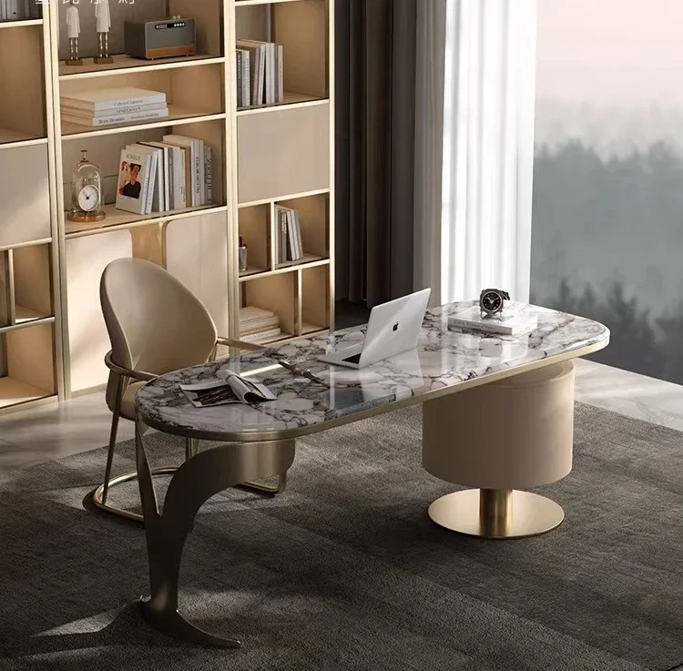 Natural Marble Computer Desk Modern Writing Desk