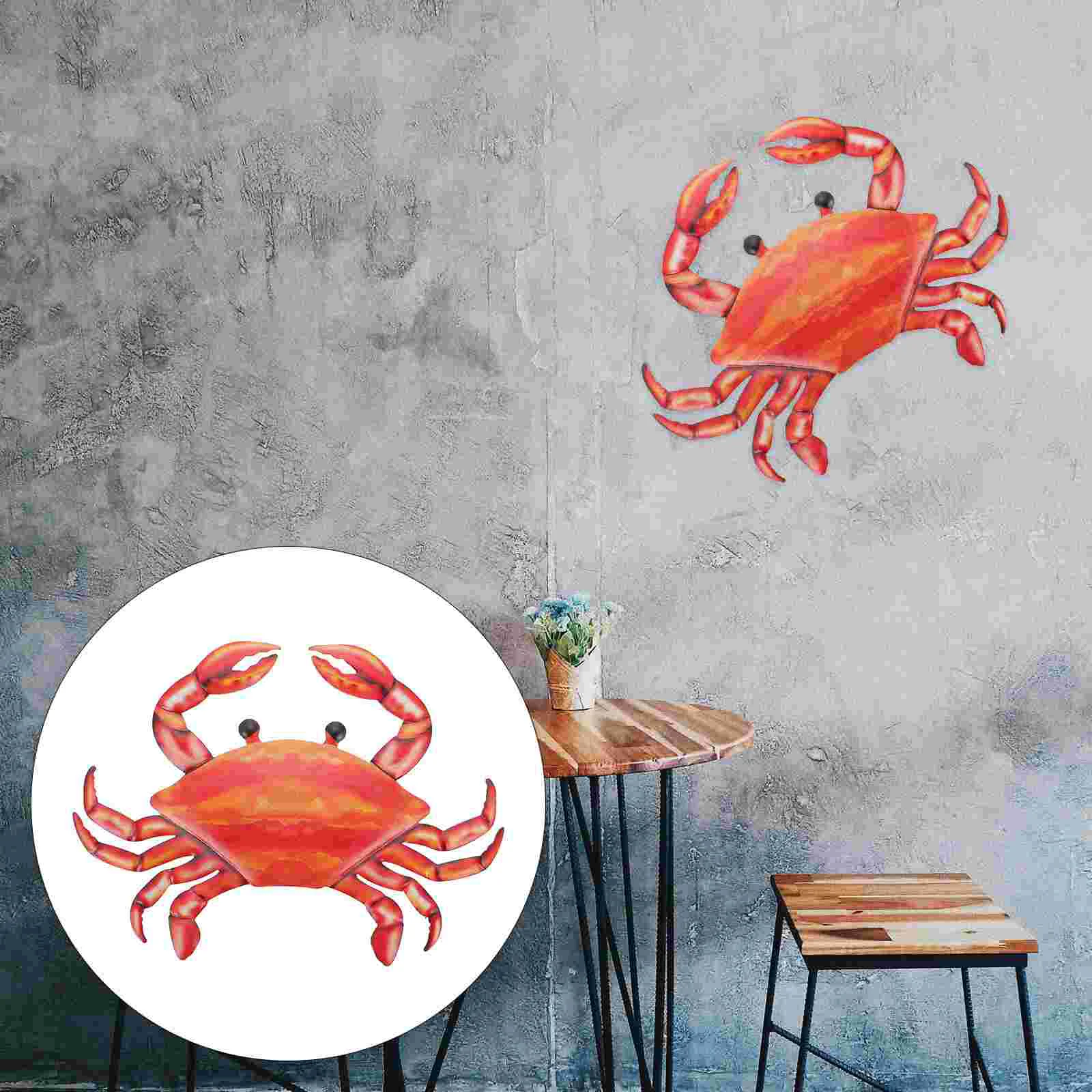 

Decoration Wall Pendant Country Decorative Crab Craft Metal Red Indoor Adornment