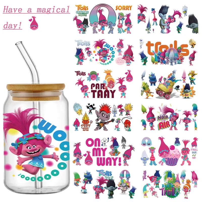 3D Cartoon Magic Elf UV DTF Transfer Aufkleber Cup Wrap Permanent Wasserdicht Für 16oz Flasche Glas Personalisieren Individuelle Etiketten