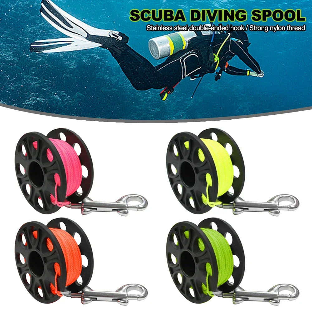 بكرة إصبع بكرة من سبائك الألومنيوم للغوص 30 مترًا - خطاف مزدوج الأطراف من الفولاذ المقاوم للصدأ معدات غوص الكهف SMB